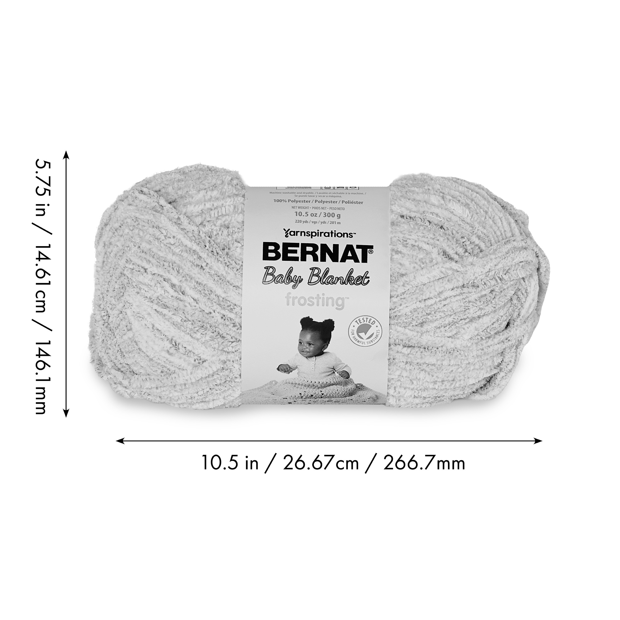 Bernat® Baby Blanket Frosting™ #6 Super Bulky Polyester Fil, 10.5oz/300g 220 Yards BABY BLANKET FROSTING FIL