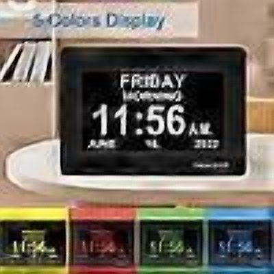 Digital clock with date and week, calendar with day of the week display (7 inches Black)