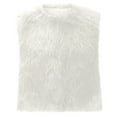 thumbnail image 5 of Htigea Faux Fur Cropped Vest for Women Sleeveless Open Front Cardigans Ladies Solid Furry Gilet Outerwear White L, 5 of 5