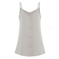 thumbnail image 6 of Wycnly Tank Tops for Women Casual Button Down Loose Fit Spaghetti Strap Tops Camisole Tank Summer Solid V-Neck Sleeveless Shirts Fashion Blouses Khaki s, 6 of 7