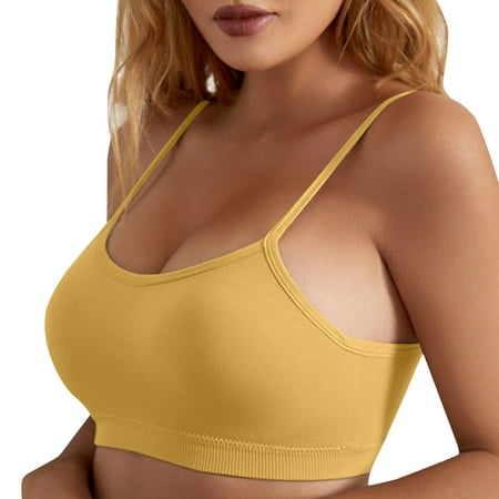 Outfmvch Wireless Bras for Women Bras for Women Bandeau Bra Back Wireless Breath Solid Color Backless Up U Shaped Top Bra for Women Womens Underwear(clearance) Yellow M