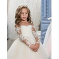thumbnail image 2 of Lace Embroidery Sheer Long Sleeves Kids Trailing Gowns, 2 of 6