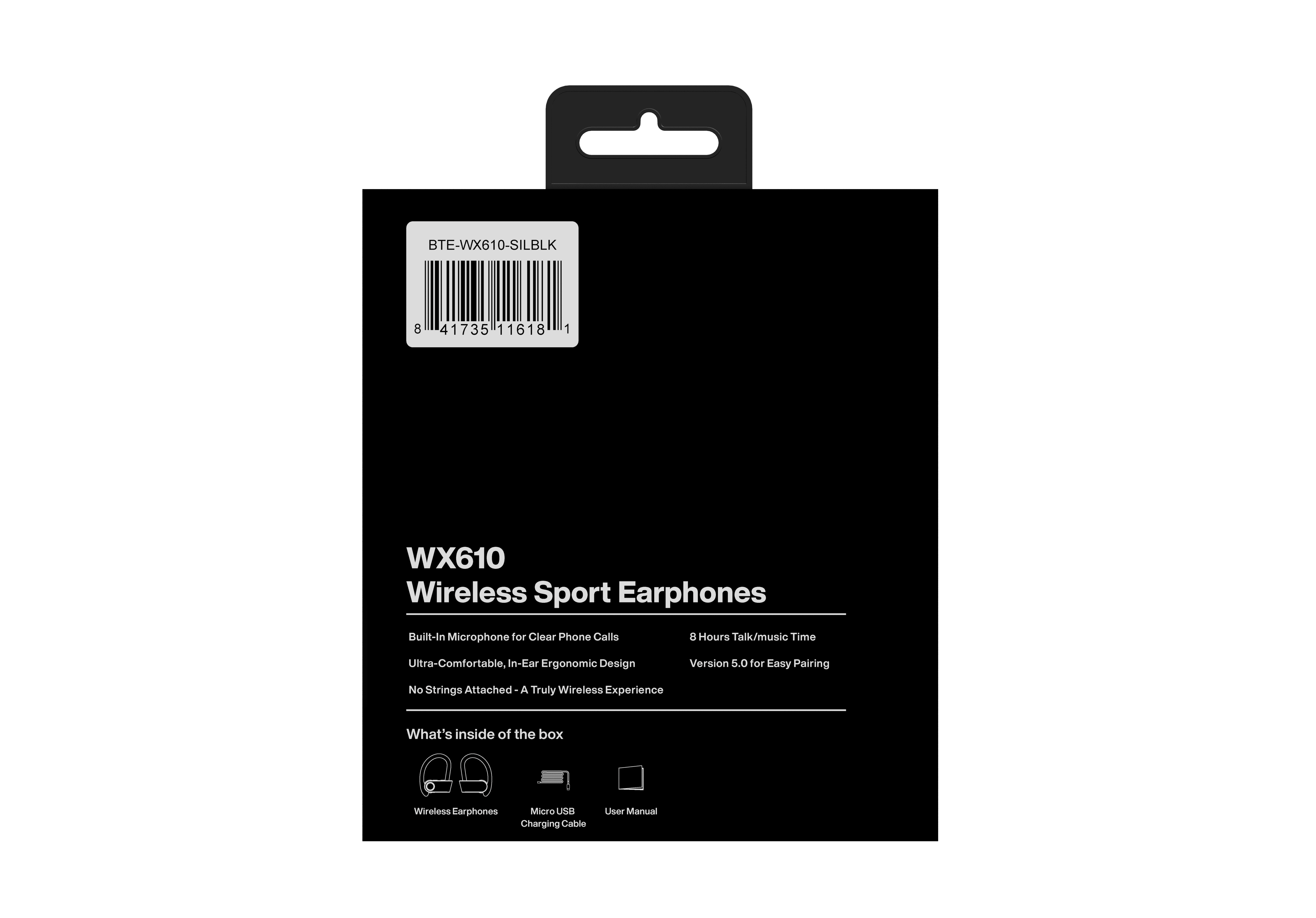 Ondigo WX610 Bluetooth Sport Earbuds - Black & Silver - New