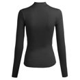 thumbnail image 3 of FashionOutfit Women's Fitted Long Sleeve Stretch Mock Neck Mesh Detail Top, 3 of 4