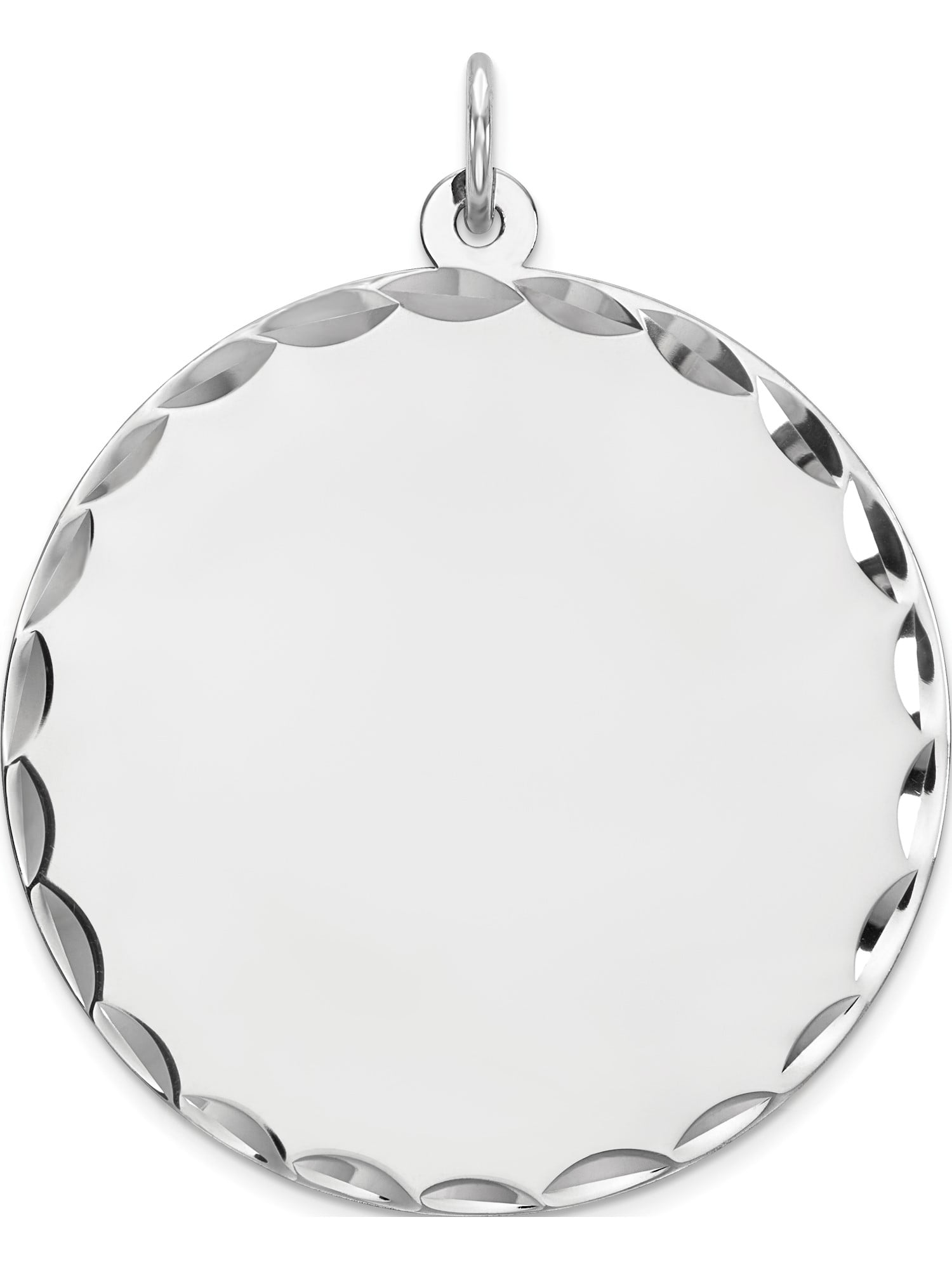 925 Sterling Silver Engraveable Round Polished Front/Back Disc Charm Pendant 