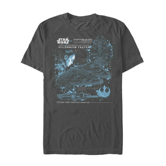 Men's Star Wars The Last Jedi Millennium Falcon Plans  Graphic Tee Charcoal X Large