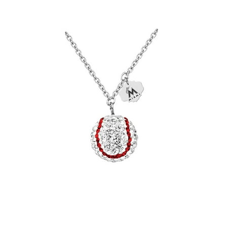 Marlin Tag - Miami Marlins Necklace Licensed MLB Team Sterling Silver Tag and Crystal Baseball
