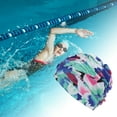 thumbnail image 2 of Unique Bargains 1 Pc Breathable Ink Style Swimming Cap Blue Pink, 2 of 6