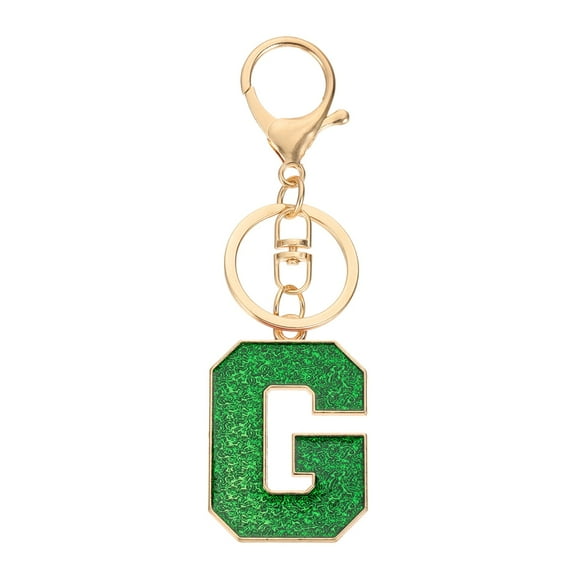 Uxcell Initial Letter Keychain, A-Z Alphabet Keyring Letter G Metal Key Chain for Women Girls Keys Handbags, Green