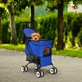 thumbnail image 3 of Costway Folding Cat Dog Pets Stroller Installation-free High-capacity Basket Blue, 3 of 10