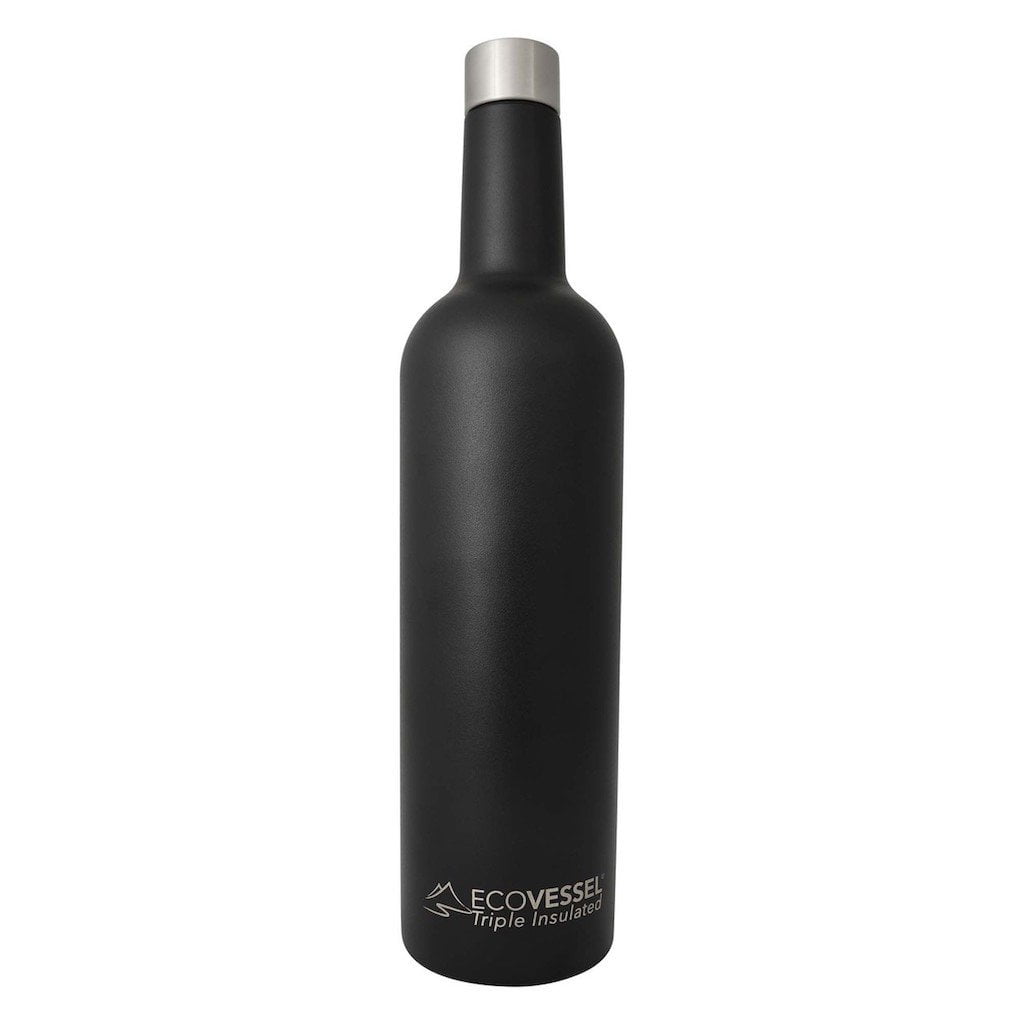 Vinotrek Insulated Wine Bottle Growler (Black/Stainless Steel)