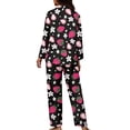 thumbnail image 5 of Kuiaobaty Strawberry Flower Print Pajamas Set for Women Button Down Long Sleeve Tops and Long Pants Loose Plus Size Pajamas Set for Womens Casual Sleepwear, S, 5 of 7