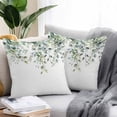 thumbnail image 2 of Throw Pillow Covers 16x16 Inch Set of 2, Green Eucalyptus Leaves Waterproof Outdoor Pillow Covers, Summer Watercolor Botanical Decorative Cushion Pillowcases for Couch, Sofa, Bed, Garden, Patio, 2 of 9