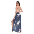 thumbnail image 3 of FORMRS Womens Long Sarong Beach Wrap Semi-Sheer Bikini Skirt Bathing Swimsuit Cover Up, Rocket Pattern, 3 of 7
