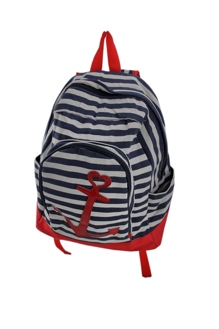 red and blue backpack
