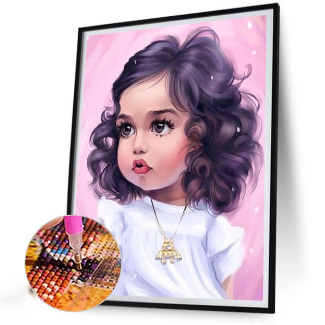 Cuadros Decorativos 5D bricolaje taladro redondo completo diamante pintura niña Kit decoración del hogar artesanía (G1081) Wdftyju embutido en tela