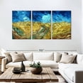 thumbnail image 3 of Elephant Stock Wheatfield With Crows 1890 Wall Art - Horizontal Multi Panel Canvas - Living Room Wall Decor - Abstract Multi Panel - Yellow And Blue Decor By Vincent Van Gogh - 92" x 45", 3 of 8
