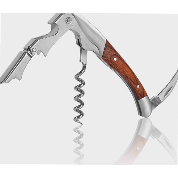 Wine Opener - Professional Corkscrews - Bottle Opener with Foil Cutter and Cap Remover for Wine Bottles - Manual Wine Key for Servers, Waiters, Bartenders and Home Use