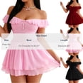 thumbnail image 3 of Levmjia Womens Satin Slip Nightgown Off Shoulder Ruffle Lace Solid Mini Dress Breathable Soft Casual Home Sleep Wear Slim Flowy Fit Nightdress Elegant, 3 of 7