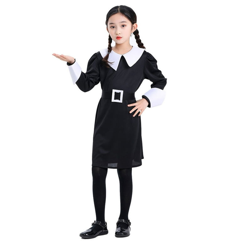 Black dress white collar cheap costume