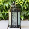 thumbnail image 3 of 12" Large Moroccan Lantern Candle Holder – Black with Clear Glass, Metal Decorative Lamp for Indoor or Outdoor Patio or Porch Use, Home Decor, Ramadan, Weddings, 3 of 4