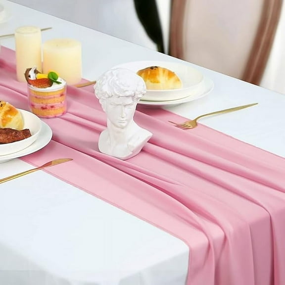 Chiffon Table Runner 29x120 Inch Sheer Romantic Table Runner for Wedding Birthday Party Bridal Shower Outdoor Decoration