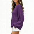 thumbnail image 5 of Vinsonshop Womens Hollow Out Sweaters Casual V Neck Long Sleeve Lightweight Knit Pullover Loose Fall Tops Purple XXL, 5 of 5