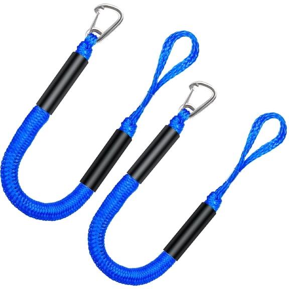 MISSMILE 2FT 2 Pack Heavy Duty Boat Dock Lines with Single Stainless Steel Clip Bungee Docking Ropes for Moo & Towing