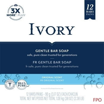 Ivory Bar Soap, Original Scent, 12 Count, 3.17 oz