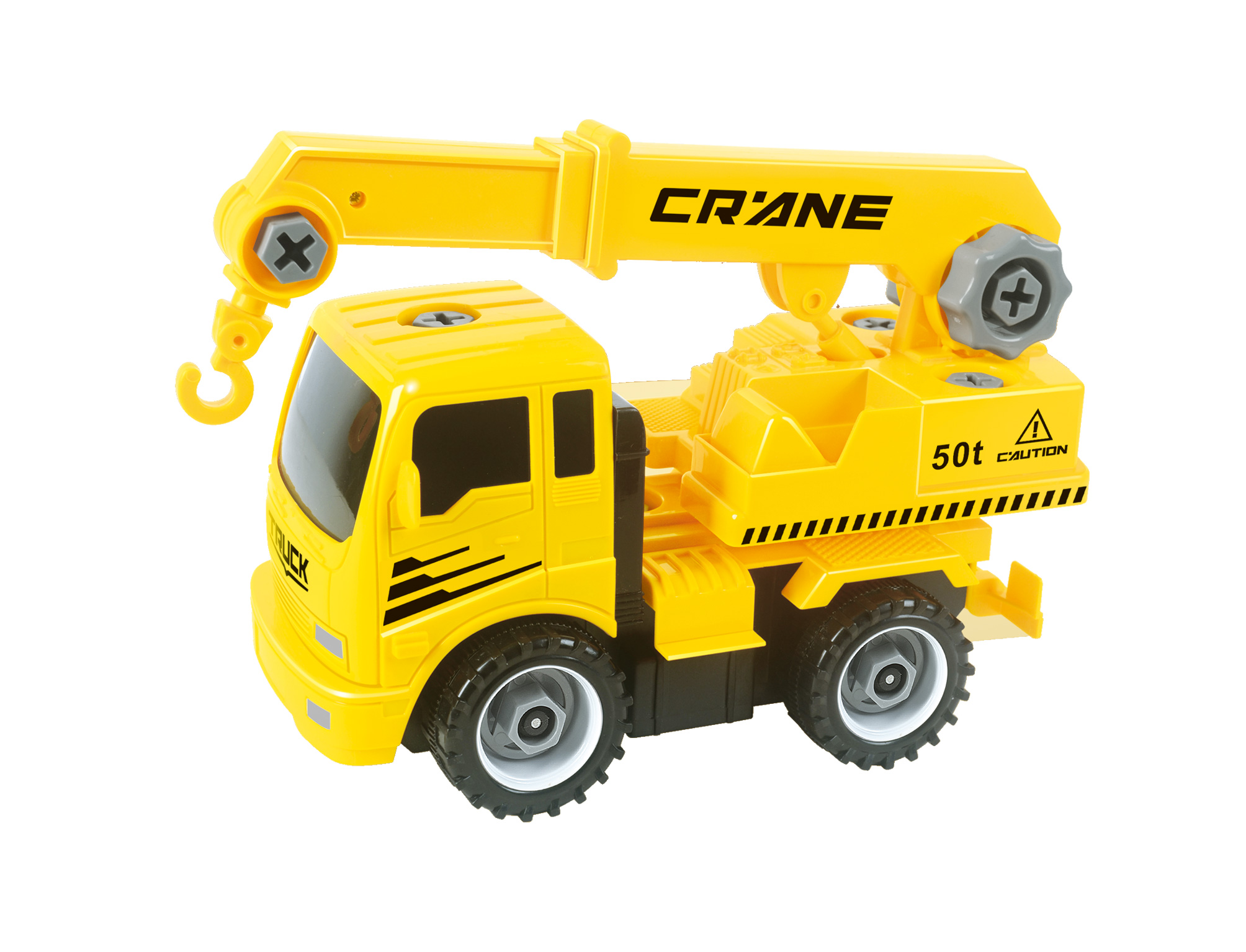 PlayWorld Ready! Set! Race! Take-A-Part Friction Powered Construction Trucks With Crane, Excavator, Mixer, Dump Truck