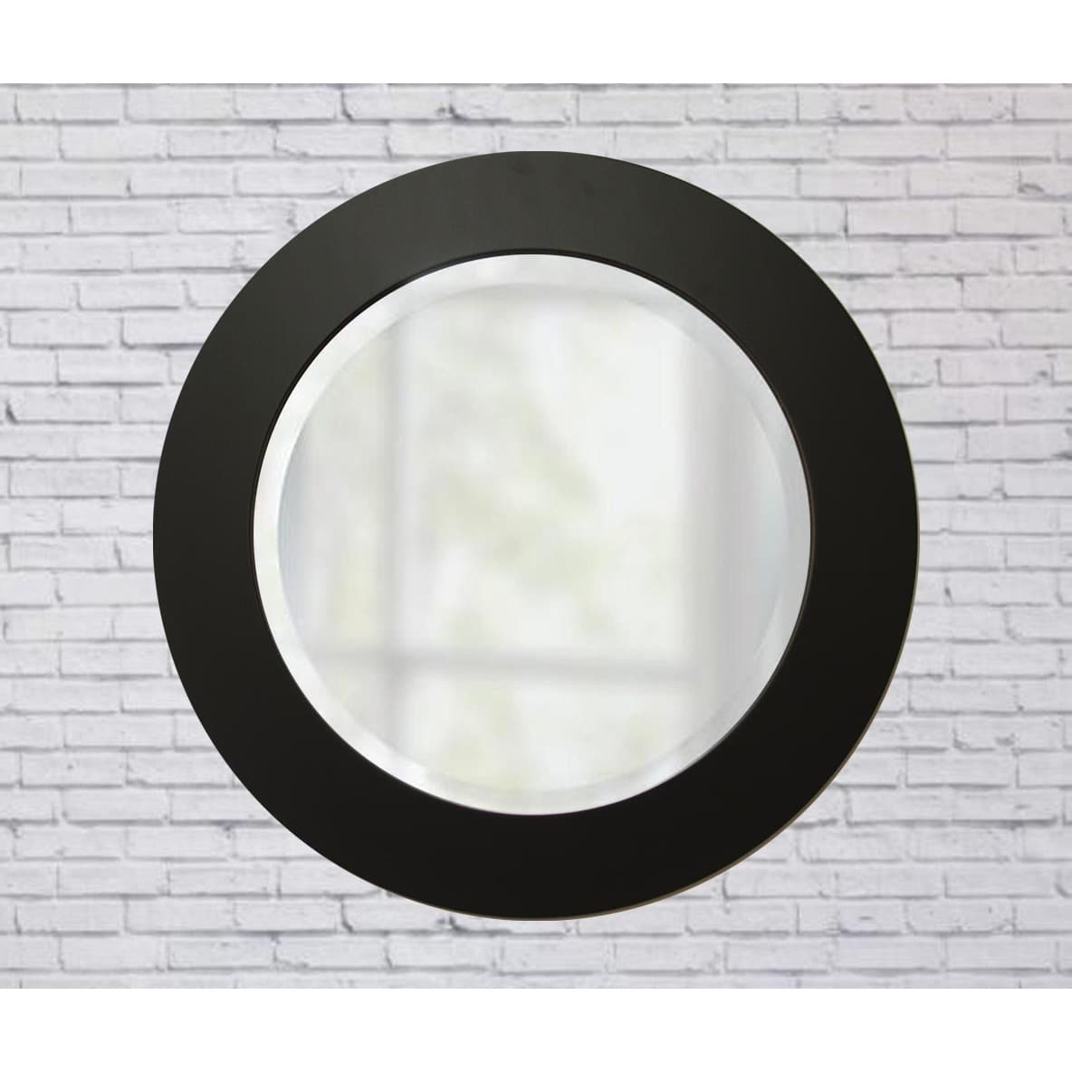 BrandtWorks Beveled Matte Black 26inch Round Mirror