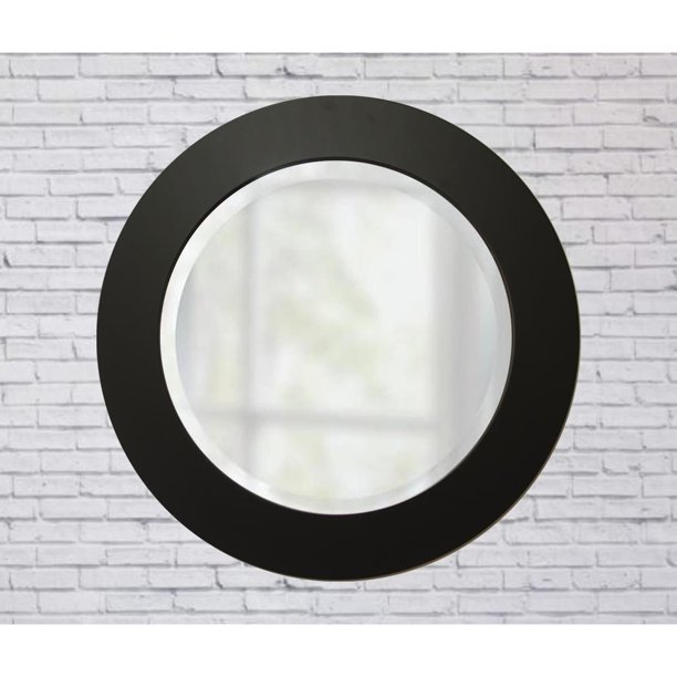 BrandtWorks Beveled Matte Black 26inch Round Mirror