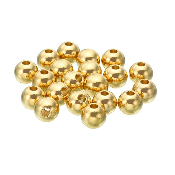 Uxcell Brass Loose Balls, 10mm OD 3mm ID Smooth Round Spacer Beads for Craft, Golden 30Pcs