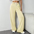 thumbnail image 2 of Lenpel Women's Wide Leg Sweatpants Loose Elastic High Waisted Drawstring Casual Active Trousers Comfy Lounge Pants, 2 of 7