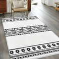 thumbnail image 3 of White Boho Large Area Rugs for Bedroom Living Room, Non Slip Carpet Bedside Rug, Farmhouse Simple Abstract Striped Geometric Rectangular Floor Cover Kitchen Accent Rug 3'x5' for Dining Room/Office, 3 of 9