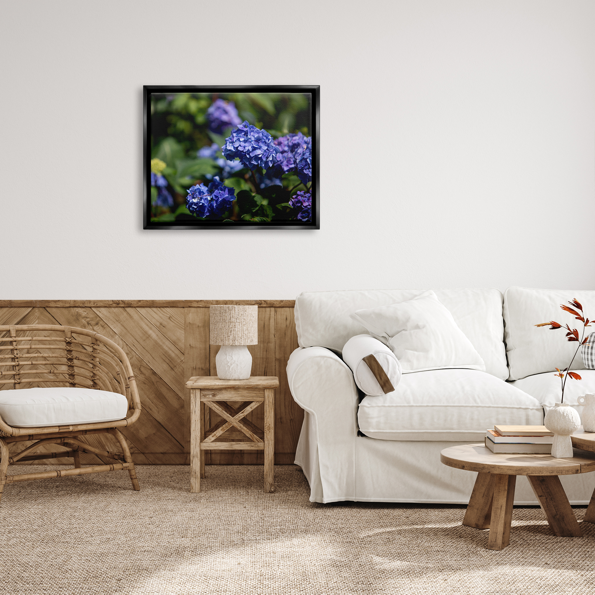 Stupell Industries Purple Hydrangea Photography Botanical & Floral Photography Black Floater Framed Art Print Wall Art, 31 x 25