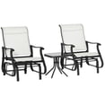thumbnail image 1 of Cream White 3-Piece Gliding Rocker Chair Set with Bistro Table - Patio & Garden Outdoor Seating for Relaxing on Balconies & Patios, 1 of 7