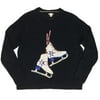 Womens Navy Ice Skate Knit Sweater Sequin Winter Sport Pullover
