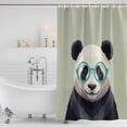 thumbnail image 3 of Sunglasses Panda Shower Curtain, 72" x 72", Retro Funny Panda Sage Green Background Waterproof Bathroom Curtain Washable Shower Curtain Set with 12 Hooks, 3 of 9