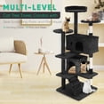 thumbnail image 6 of Tabby Indoor Upholstered Faux-Fur Wood Dark Gray Cat Condo Tree Tower for Pet Room, 6 of 29