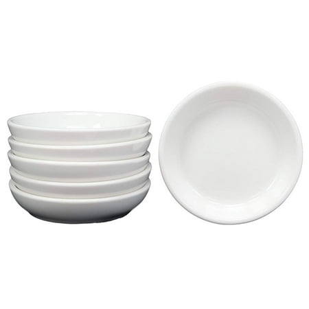 Ebros White Porcelain Contemporary Condiments Soy Sauce Dipping Plate or Dish Set of 6 Great Housewarming Gift Or Party Decor For Sushi Asian Dining Oil Chili Paste Chip Dips Restaurant Supply