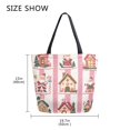thumbnail image 5 of FORMRS Womens Canvas Tote Bag with Zipper Inner Pocket Shoulder Handbag, Green Christmas Houses, 5 of 7