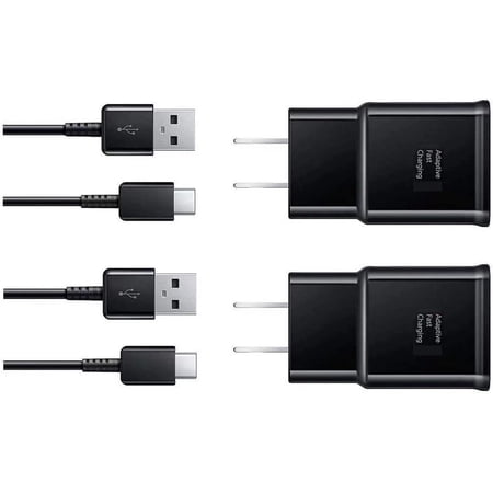 Adaptive Fast Charging Wall Charger Kit Set with USB C Cable 5ft for BLU G90 USB Fast Charger Type C Charger (2chargers+2cables) - Black