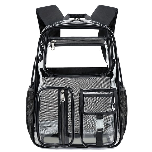 Heavy-Duty Transparent Backpack 16/17.5/19in TPU Large Capacity See-Through Bag 19in with Shoe Compartment for Daily Travel