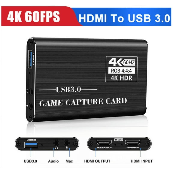Hmount Deeroll 4K HDMI To USB 3.0 Video Capture Card Dongle for OBS Game Live Stream Mic Input