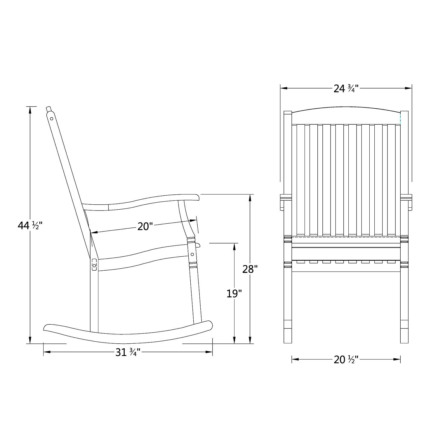 Willem Teak Porch Rocking Chair, Weathered Gray