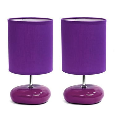 10.24 in. Traditional Mini Round Rock Table Lamp Set, Purple - Pack of 2