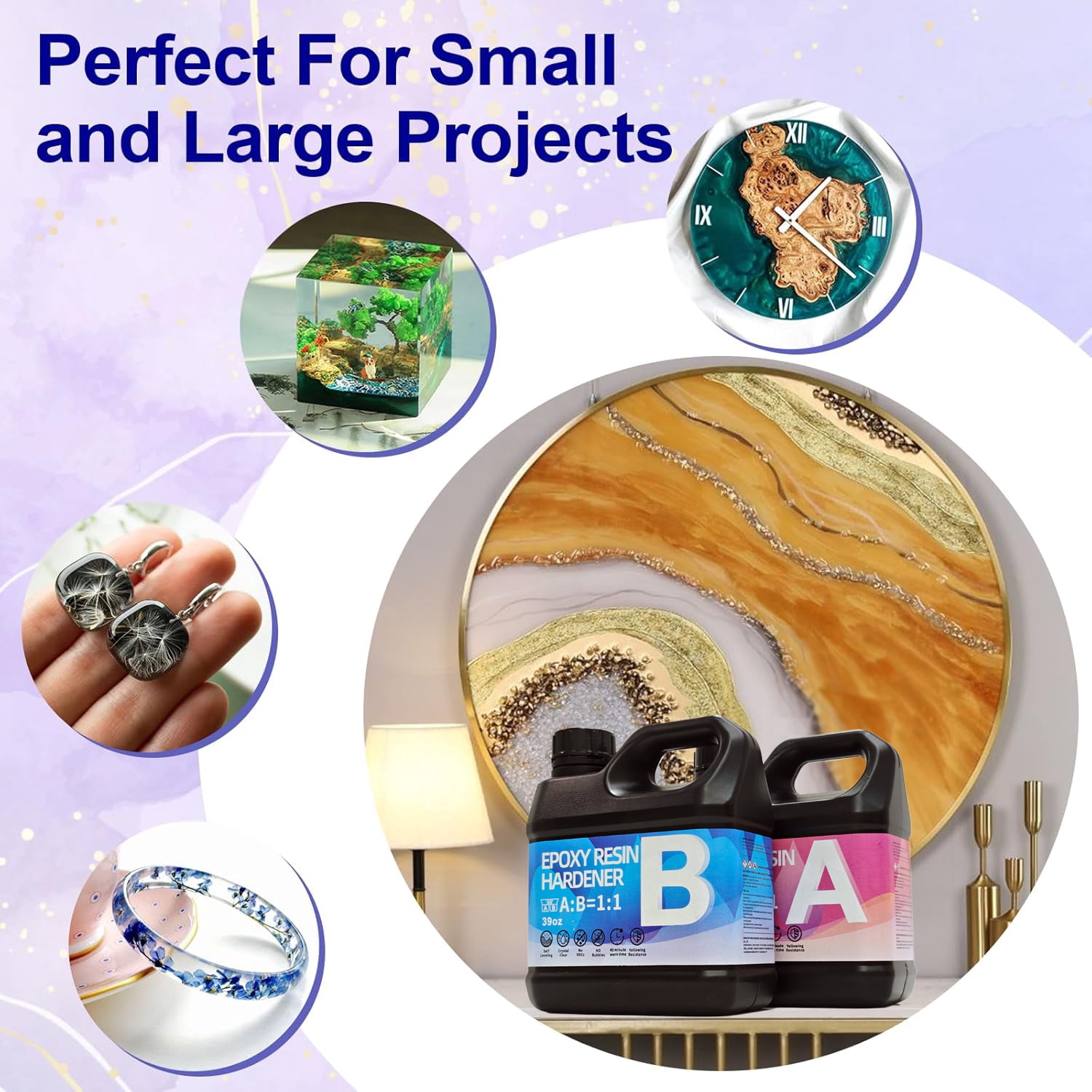 Epoxy Resin Kit 156OZ，Newly Formulated Crystal Clear Epoxy Resin, Strong, Bubble-Free, Anti-Yellowing Art Resin That, Suitable for Casting, DIY, Molds, Jewelry, Easy to Mix 1:1 Ratio
