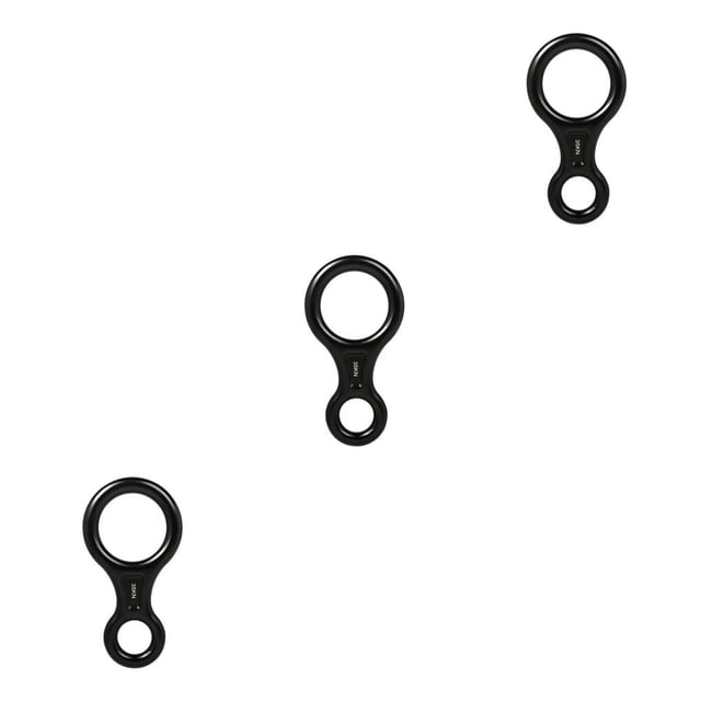 QualitChoice Mountain Climbing Ring Portable Solid Color 8 Shape Survival Mountaineering Cave Exploring Fire Rescue Descender Tools Black 3Set