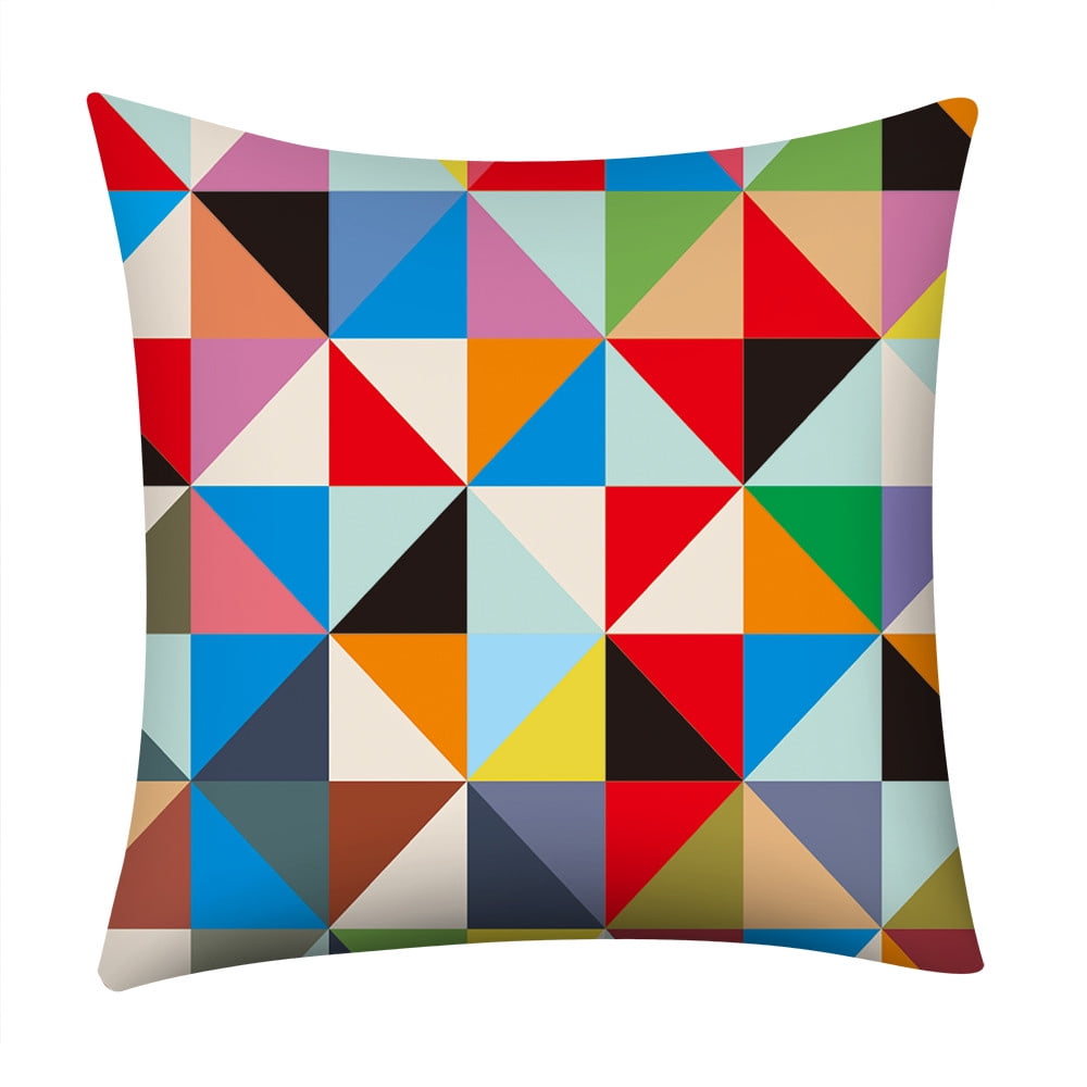 18" Colorful Geometric Polyester Pillow Case Sofa Car Cushion Cover Home Decor 